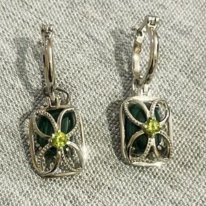 🗽African Malachite,Peridot Multi Wear Earrings in Stainless Steel. Tarnish-Free.